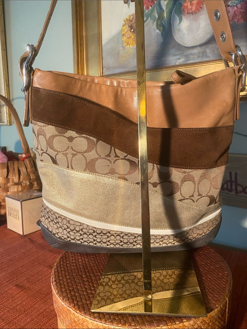 Coach Signature Wave Duffle patchwork hobo shoulder arm bag (2006) - Picture 7 of 11